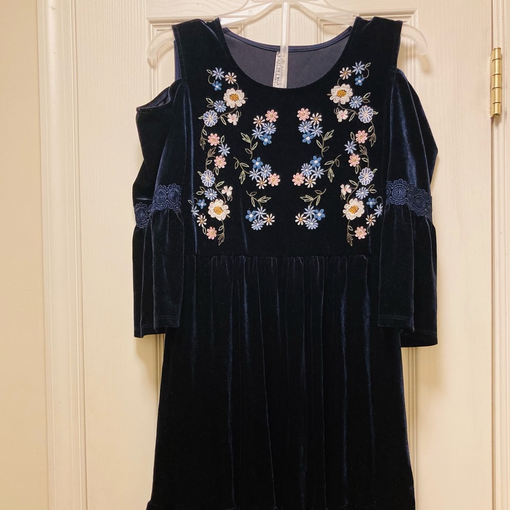 Cottage Core Velvet Girls Formal Dress